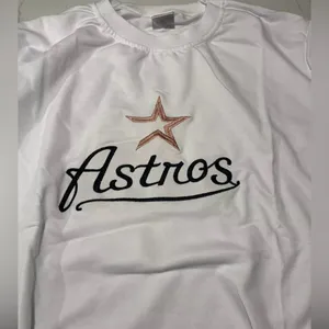 Houston Astros White Lightweight Baseball Sweater Mens Small BNWT MLB Tee thumbnail 6