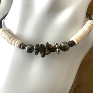 Puka shell tigers eye silver tone surfer bracelet thumbnail 7