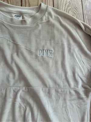 Victoria's Secret PINK Beige Velour Crewneck Sweatshirt Size M thumbnail 2