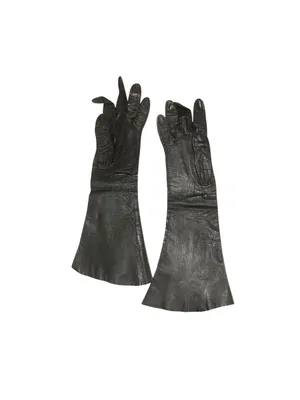 Aris Kasanova Vintage Black Leather Opera Gloves Formal Costume USA 6 1/4 thumbnail 2