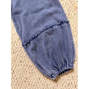 NWT Altar'd State Cropped Mineral Wash Indigo Ribbed Peplum Top S Cottagecore thumbnail 9