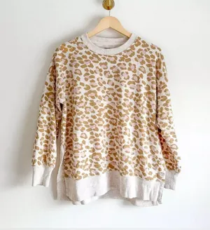 Aerie Oversized Desert Leopard Print Crewneck Pullover Sweatshirt thumbnail 1