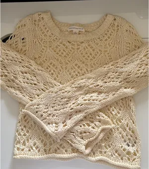 Aeropostale Open Stitch Cream Sweater thumbnail 1
