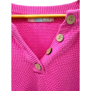 FP‎ Beach Free People Hot Pink Waffle Knit Hailee Henley Pullover Sweater XS thumbnail 2