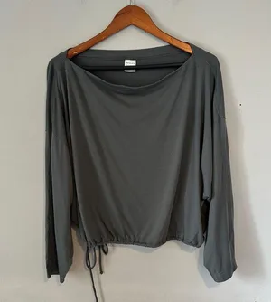 Athleta Cool Down Top Long Sleeve Crop XL Bali Green thumbnail 2
