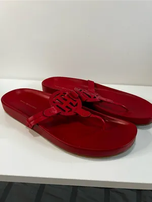 Tommy Hilfiger Relina Red Logo Monogram Thong Slip On Sandals thumbnail 2