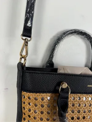 New Anne Klein Raffia Bucket Bag And Clutch Black Crossbody Shoulder Purse thumbnail 7