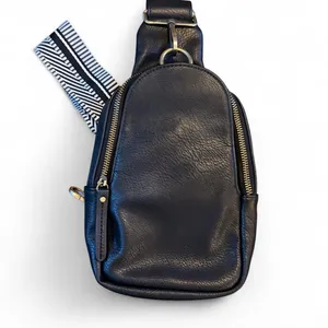 Anthropologie Urban Originals Black Faux Leather Sling Belt Bag Guitar Strap thumbnail 8