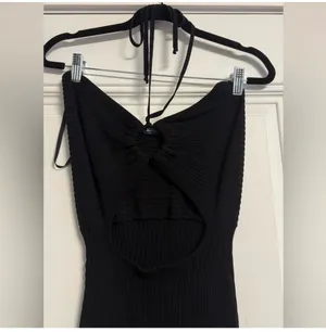 miss lola black ribbed cutout halter maxi dress size s 🖤 thumbnail 11