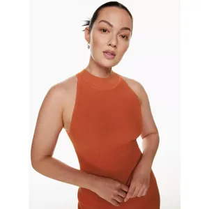 Aritzia Babaton Sculpt Knit Halter Mini Dress XS Flambeau Red Orange Bodycon thumbnail 3