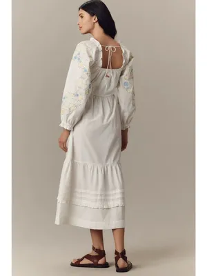 Damson Madder Junia Midi Dress in Embroidered 6 New Floral Cotton thumbnail 15