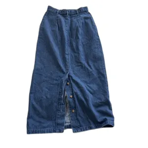 Denim Maxi Skirt Size 6 Pockets Pleated Vintage Made Is USA Y2K 90S thumbnail 5