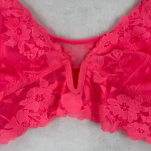 Aerie Real Good Lace Bralette Neon‎ Pink Floral V-Neck Mesh Longline Small thumbnail 2