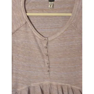 Free People We The Free Womens Henley Top S Pink Waffle Knit Peplum Boho thumbnail 4