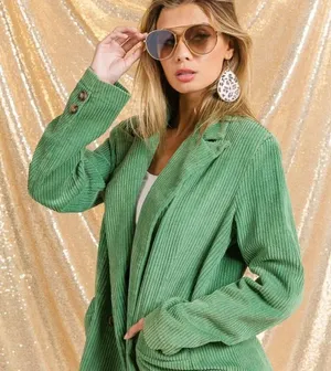 BiBi Vintage Washed Peak Lapel Double Breasted‎ Blazer thumbnail 1