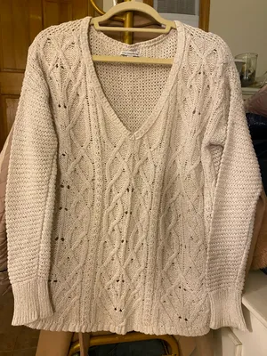 American Eagle Outfitters Cable Knit White Sweater thumbnail 2