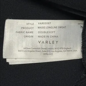 Varley Double Soft Black Masie Longline Sweat Shirt size S thumbnail 13