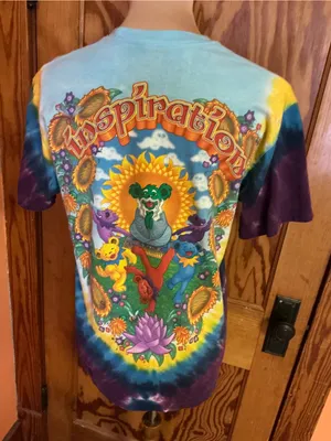 Liquid Blue Grateful Dead Guru Inspiration Bear Tie Dye T Shirt Medium M thumbnail 8
