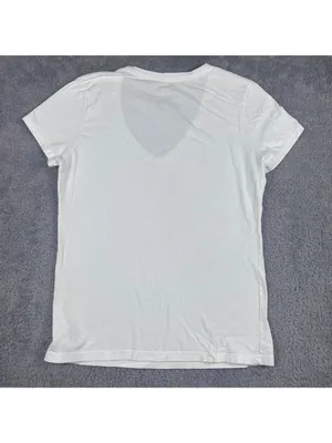 The North Face Womens White Organic Cotton V-Neck T-Shirt With Floral Graphic Pr thumbnail 6