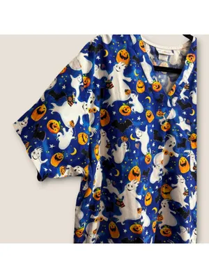 Peaches Uniform Women's Scrub Top Size XL Halloween V-Neck thumbnail 4