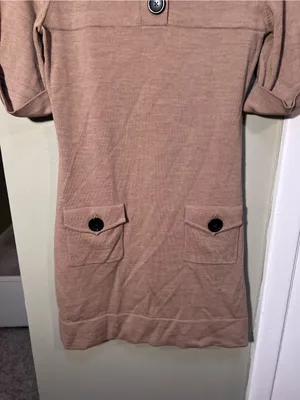 Banana Republic Women’s Size Small Short Sleeve Sweater Dress Tan Brown Buttons thumbnail 4