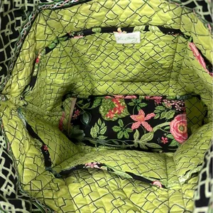 VERA BRADLEY Black Botanica Small Tic Tac Tote Shoulder Bag Purse AS IS thumbnail 9