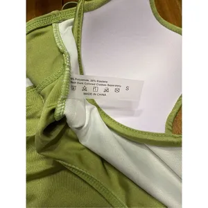Olive green one piece swimsuit gold tone metal accents size small thumbnail 5