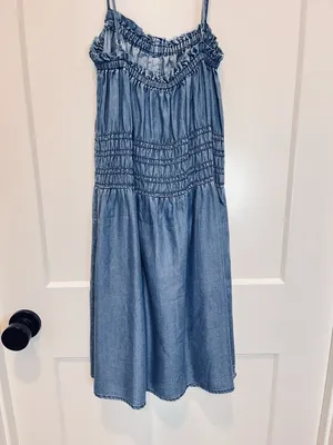 Ruched Tencel Denim Spaghetti Strap Sundress Women SzS thumbnail 2