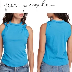 Free People Side Knot Tie Knit Tank Blue Size XS thumbnail 2