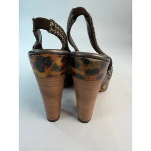 Olivia Rose Tal New York Houndstooth Leopard Platform Slingback Heels Size 37 thumbnail 7