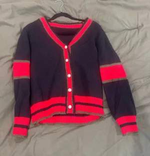 Red/black striped cardigan Red Size L thumbnail 1