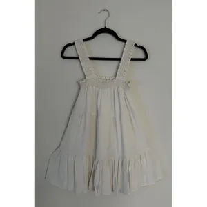 American Eagle Ivory Babydoll Dress with Smocked Bodice Size XS Lined boho style thumbnail 2