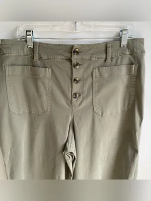 Sonoma wide leg crop pant sailor front olive green chino casual summer 16 thumbnail 2