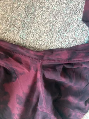Women's High-Waist Maroon Tie-Dye Leggings thumbnail 7