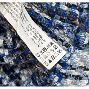 ZARA Mini Skirt Tweed Denim‎ Waist Women XL Blue White Plaid Wrap NWT thumbnail 8