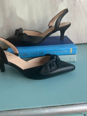 Isaac Mizrahi New York Bow Slingback Kitten Heels Black Size 7 thumbnail 4