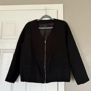 ZARA Black Zip Up Blazer Casual Jacket thumbnail 1
