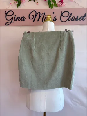 Blu Pepper Corduroy Skirt in Sage Green, Size Small thumbnail 2