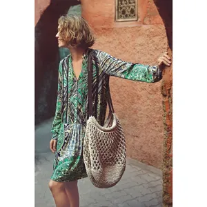 TINY Anthropologie XS Caviana Shirt‎ Dress Blue Paisley Women’s Boho Long Sleeve thumbnail 2