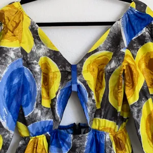 Mangishi Doll Sz 10 Zahara‎ Maxi Dress in Yellow Swirl Whimsical Open Back thumbnail 9