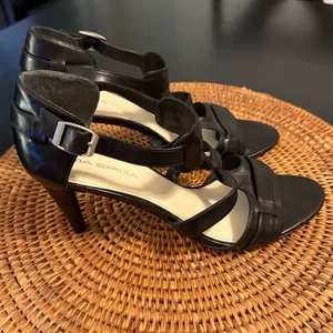 Via Spiga Black Strappy Women's Sandals‎ heels thumbnail 5