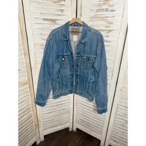 VINTAGE LEVI STRAUSS Women's XL Denim Jean Button Trucker Jacket Heart Patches thumbnail 14