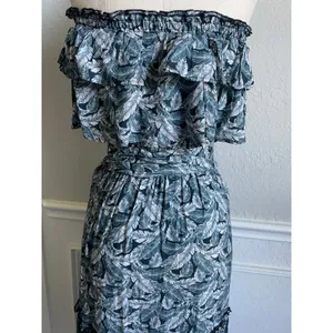 Fresha London Palm Print Maxi Dress Strapless Boho XS thumbnail 9