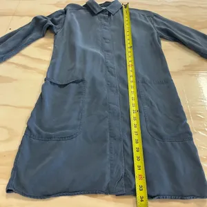 COS 100% Lyocell Lightweight Minimalist Button Down Tunic‎ Shirt Dusty Blue Sz 2 thumbnail 11
