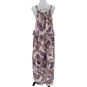 Band of the Free Paisley Maxi Dress Womens Size S‎ Cream Purple Boho Beachy NWT thumbnail 2