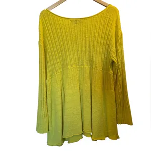 FREE PEOPLE BEACH Bright Yellow Oversized Cover Up Sweater Size Medium thumbnail 6