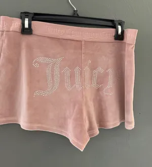 Juicy Couture Womens Velour Pink Rhinestone Logo Sleep Shorts‎ Y2K Large thumbnail 1