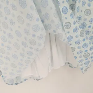 HERSY Floral Linen Blend Babydoll Mini Dress Womens Size S Blue Boho Cottage thumbnail 4