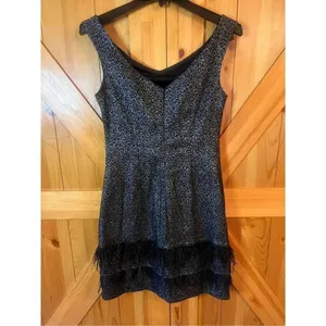 Laundry by Shelli Segal black/silver knee length sheath dress size 2 (3782) thumbnail 4