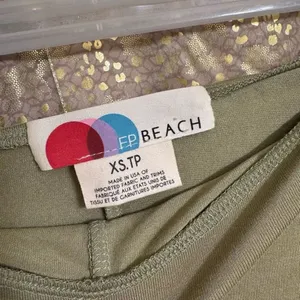 Free People Beach Olive Green Stretchy Long Slit Rayon Top Pants Set XS/S thumbnail 6